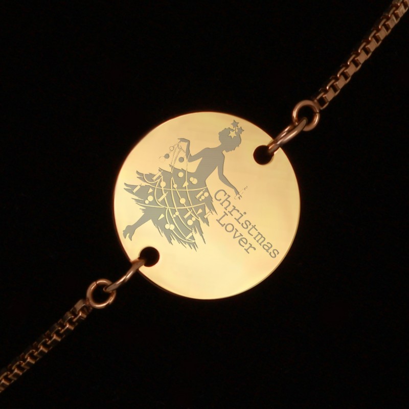 Bratara Gravata Aurie din Inox Rotund Christmas Lover