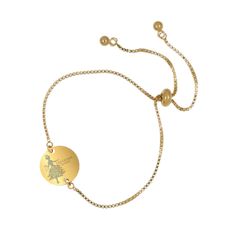 Bratara Gravata Aurie din Inox Rotund Christmas Lover