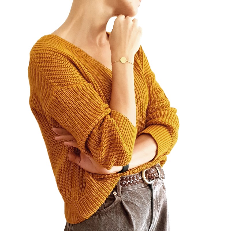 Bratara Gravata Aurie din Inox Rotund Coronita