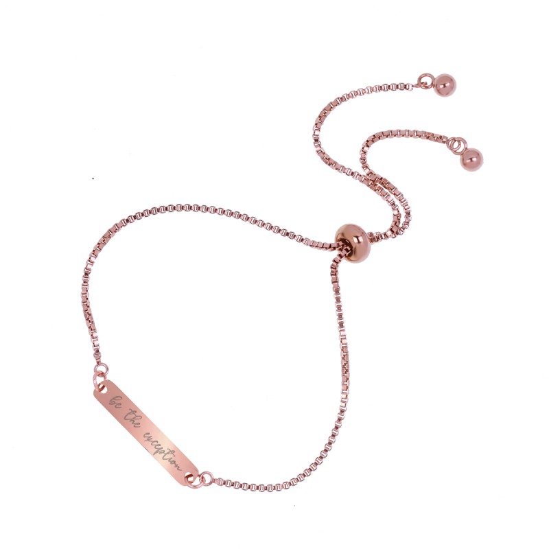 Bratara Gravata Rose Gold din Inox Placuta Exception