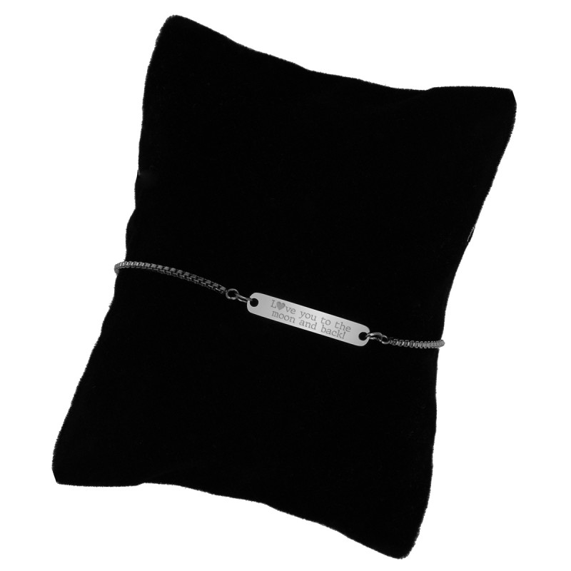 Bratara Gravata Argintie din Inox Placuta To the moon and back