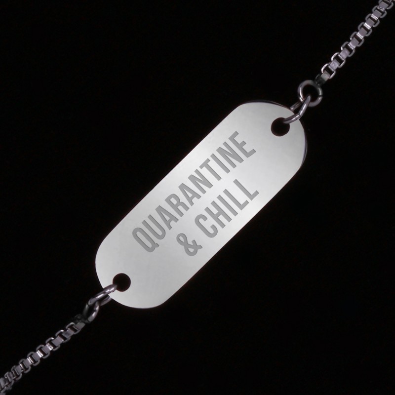 Bratara Gravata Argintie din Inox Oval Quarantine & Chill