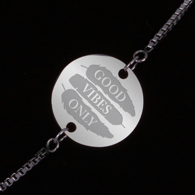 Bratara Gravata Argintie din Inox Rotund Good Vibes