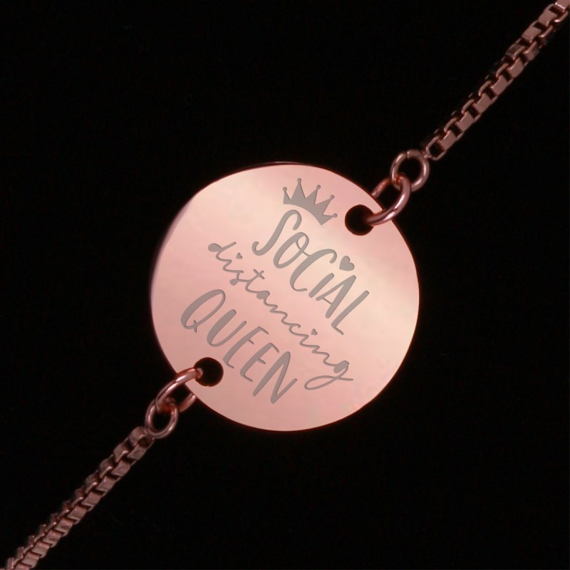 Bratara Gravata Rose Gold din Inox Rotund Social Distancing Queen