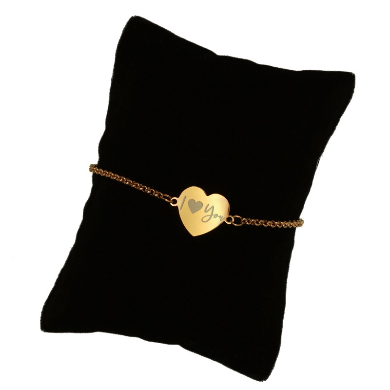 Bratara Gravata Aurie din Inox Inima I Love You