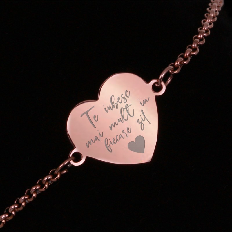 Bratara Gravata Rose Gold din Inox Inima In FIecare Zi