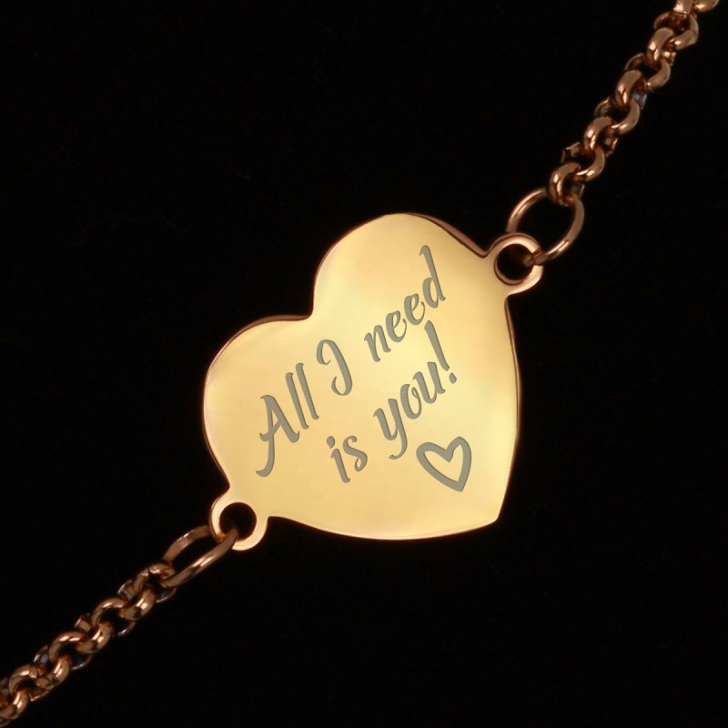 Bratara Gravata Aurie din Inox Inima All I Need