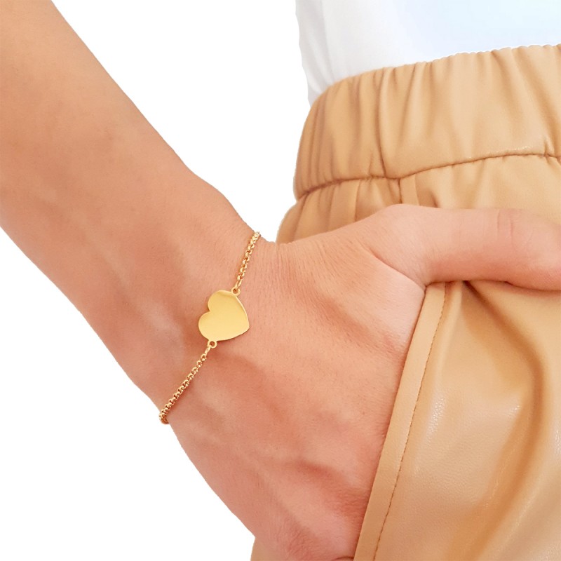 Bratara Gravata Aurie din Inox Inima Cupidon