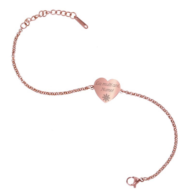 Bratara Gravata Rose Gold din Inox Inima La Multi Ani Nume