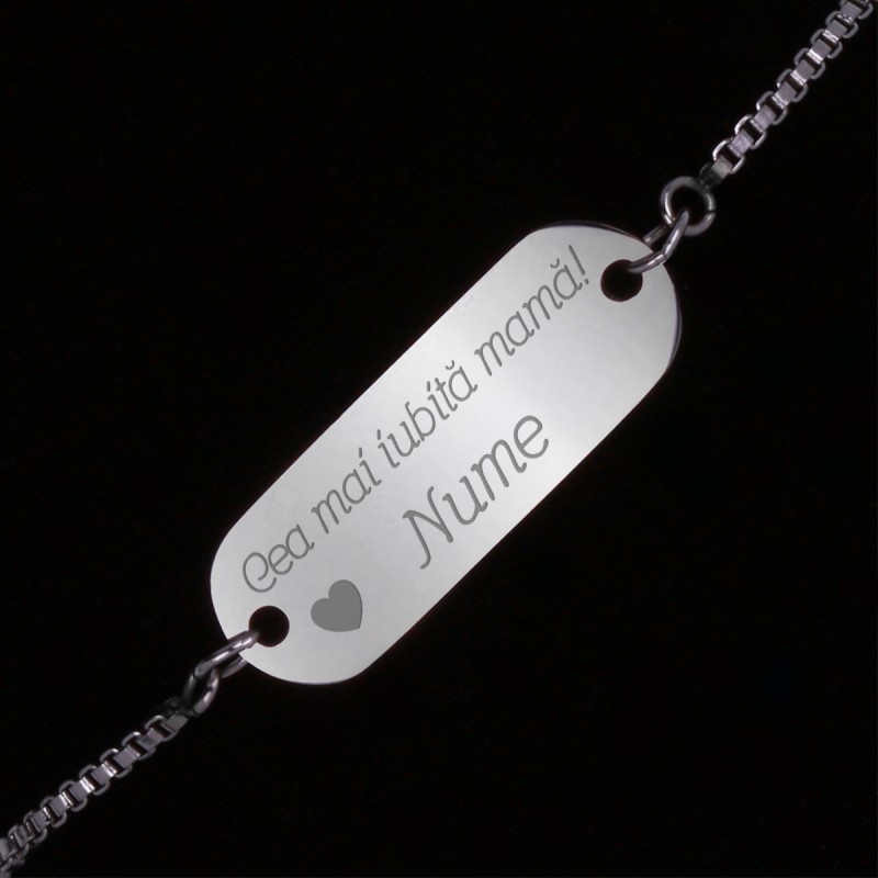 Bratara Personalizata Gravata Argintie din Inox Mama Nume