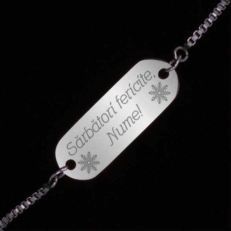 Bratara Personalizata Gravata Argintie din Inox Sarbatori Nume