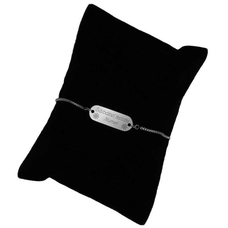 Bratara Personalizata Gravata Argintie din Inox Sarbatori Nume
