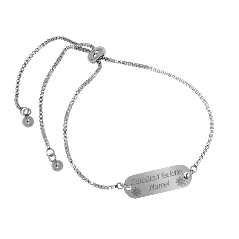 Bratara Personalizata Gravata Argintie din Inox Sarbatori Nume