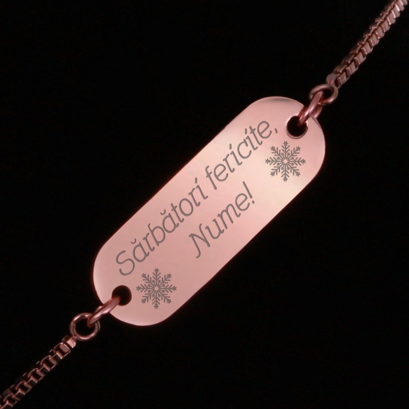 Bratara Personalizata Gravata Rose Gold din Inox Sarbatori Nume
