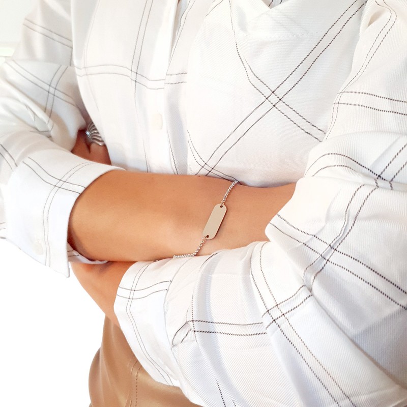 Bratara Personalizata Gravata Argintie din Inox Oval Logo