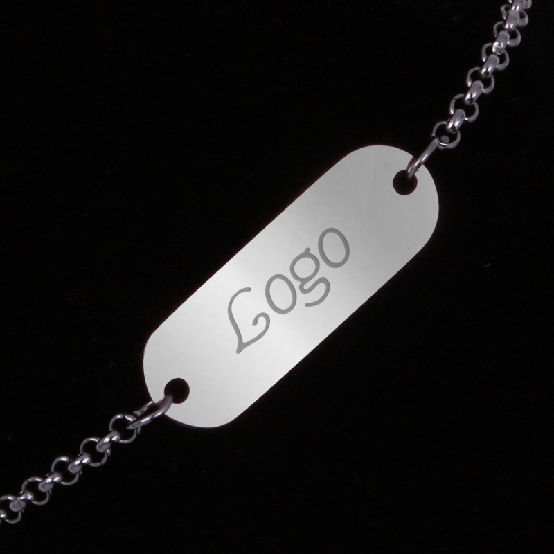 Bratara Personalizata Gravata Argintie din Inox Oval Logo