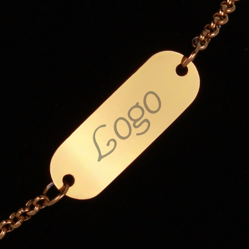 Bratara Personalizata Gravata Aurie din Inox Oval Logo