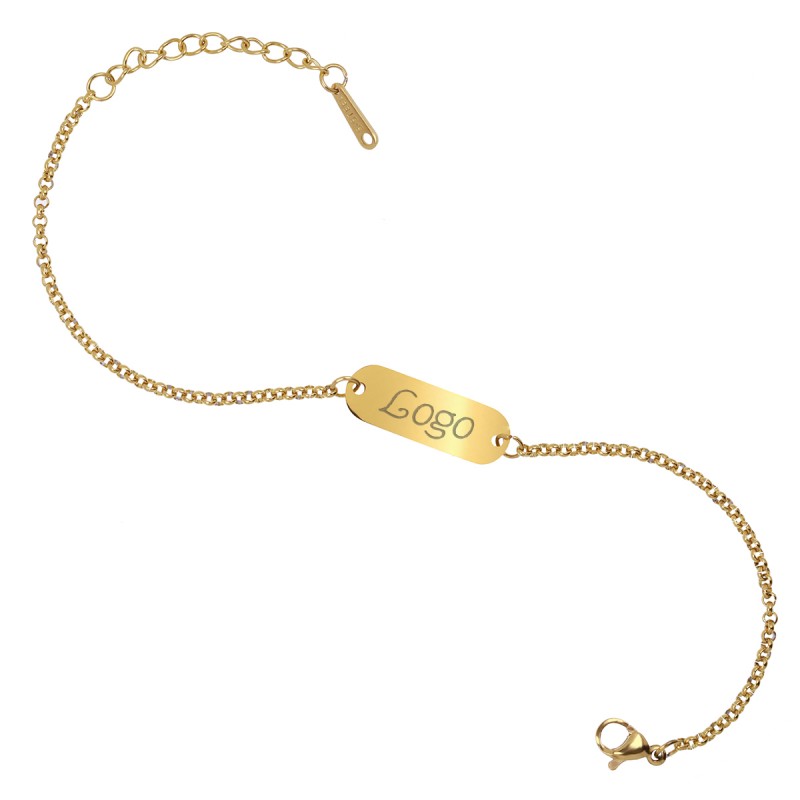 Bratara Personalizata Gravata Aurie din Inox Oval Logo