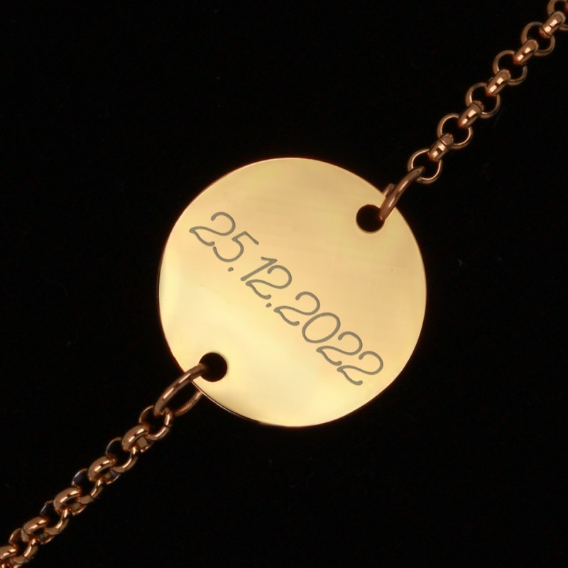 Bratara Personalizata Gravata Aurie din Inox Rotund Data