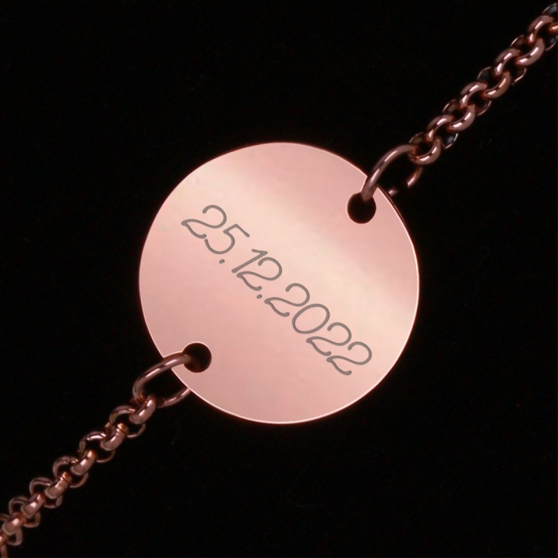 Bratara Personalizata Gravata Rose Gold din Inox Rotund Data