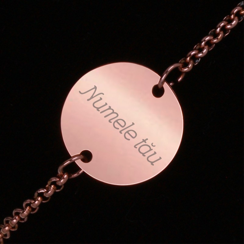 Bratara Personalizata Gravata Rose Gold din Inox Rotund Numele Tau