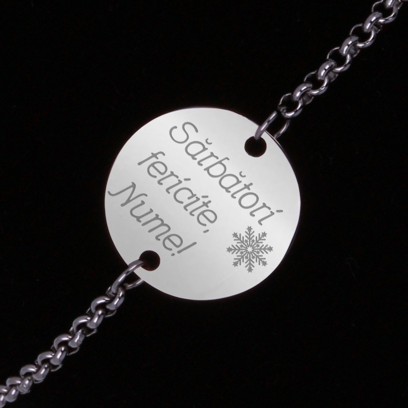 Bratara Personalizata Gravata Argintie din Inox Rotund Sarbatori Nume