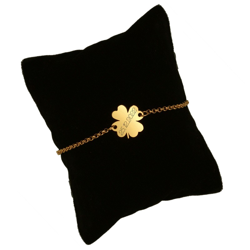 Bratara Personalizata Gravata Aurie din Inox Trifoi Data