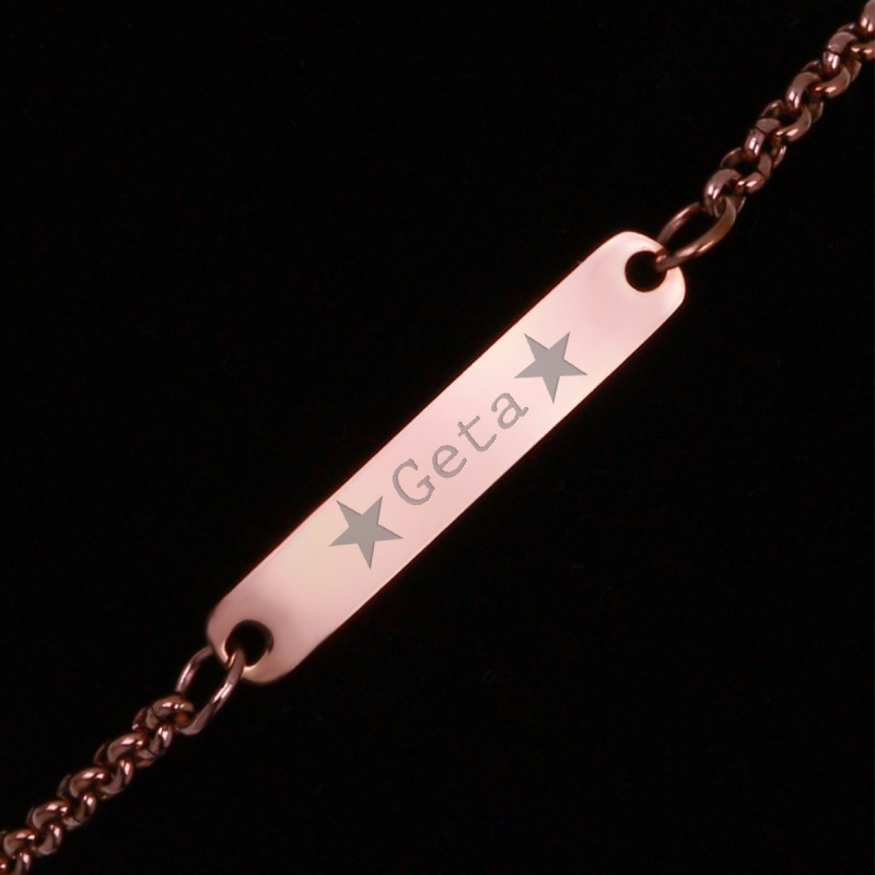 Bratara Gravata Rose Gold din Inox Placuta Nume Geta