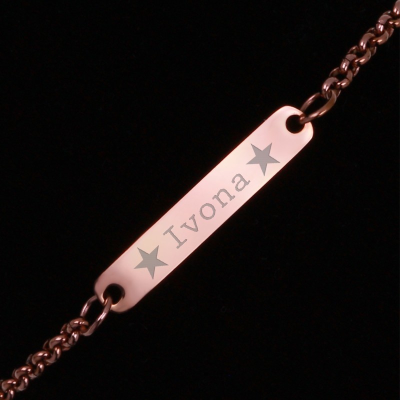 Bratara Gravata Rose Gold din Inox Placuta Nume Ivona