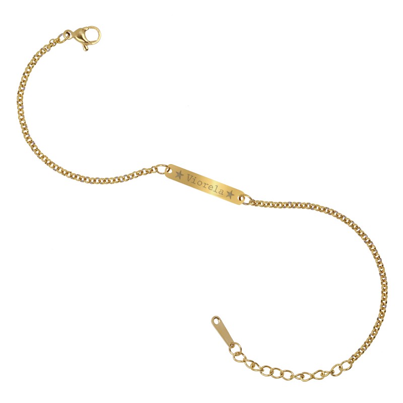 Bratara Gravata Aurie din Inox Placuta Nume Viorela