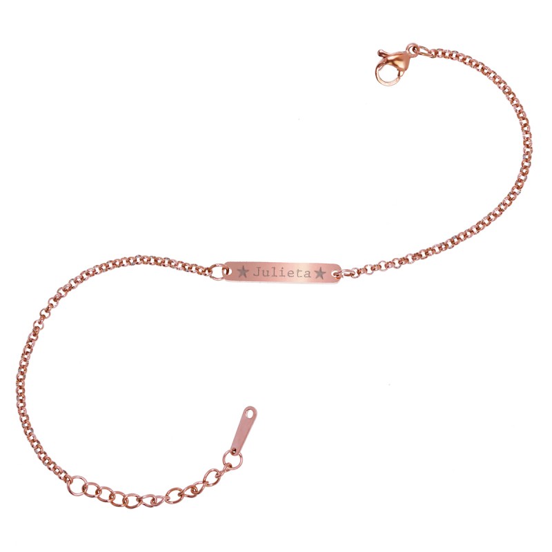 Bratara Gravata Rose Gold din Inox Placuta Nume Julieta