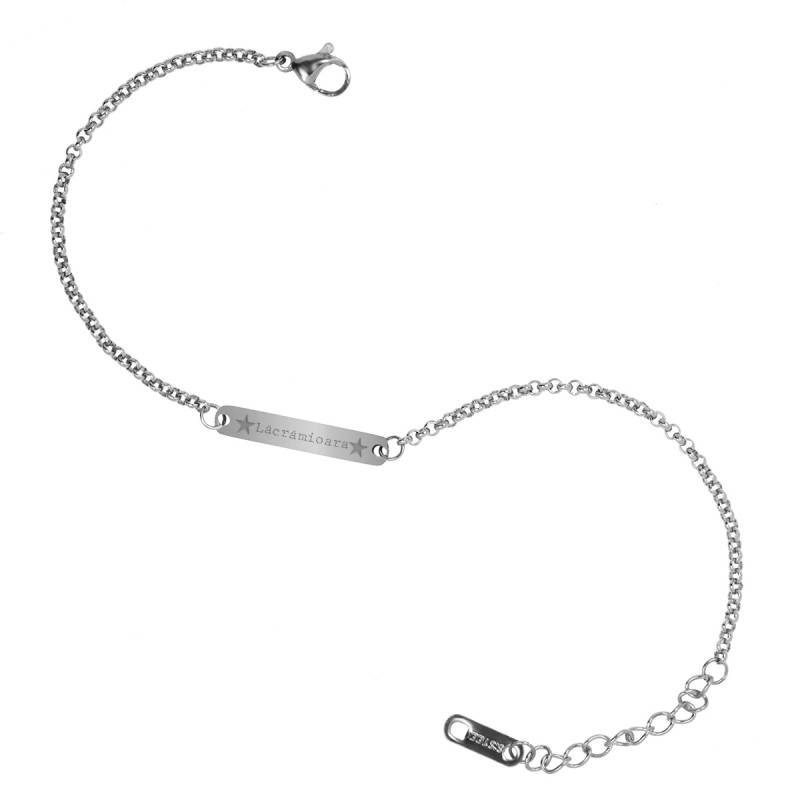 Bratara Gravata Argintie din Inox Placuta Nume Lacramioara
