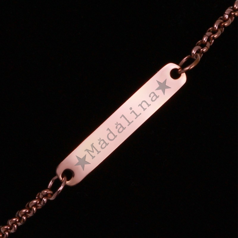 Bratara Gravata Rose Gold din Inox Placuta Nume Madalina