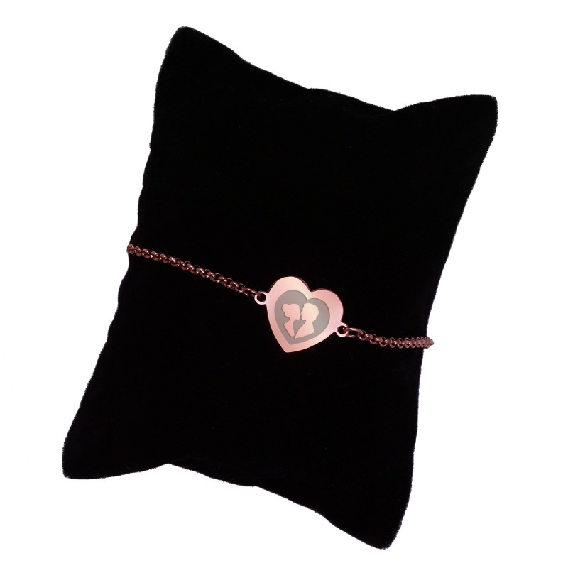 Bratara Gravata Rose Gold din Inox Inima Tablou cu Noi Doi