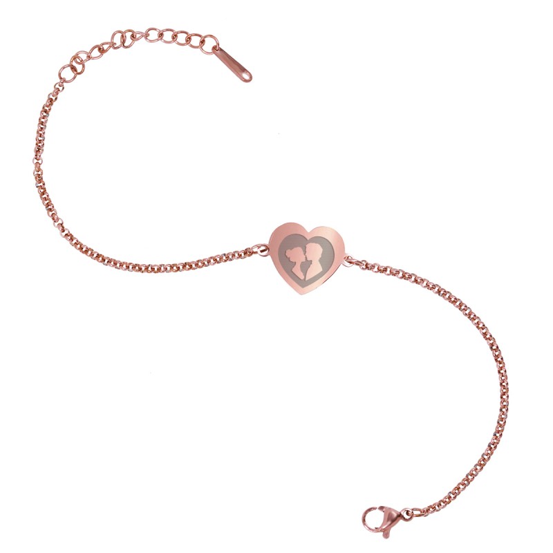Bratara Gravata Rose Gold din Inox Inima Tablou cu Noi Doi