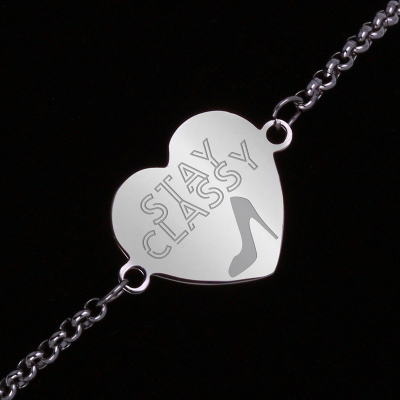 Bratara Gravata Argintie din Inox Inima Stay Classy