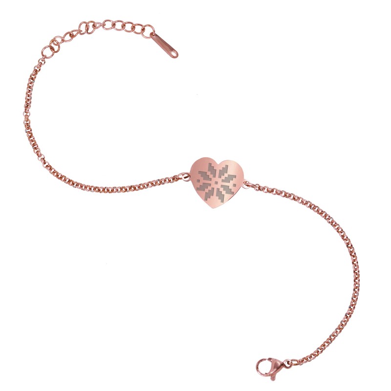 Bratara Gravata Rose Gold din Inox Inima Traditie