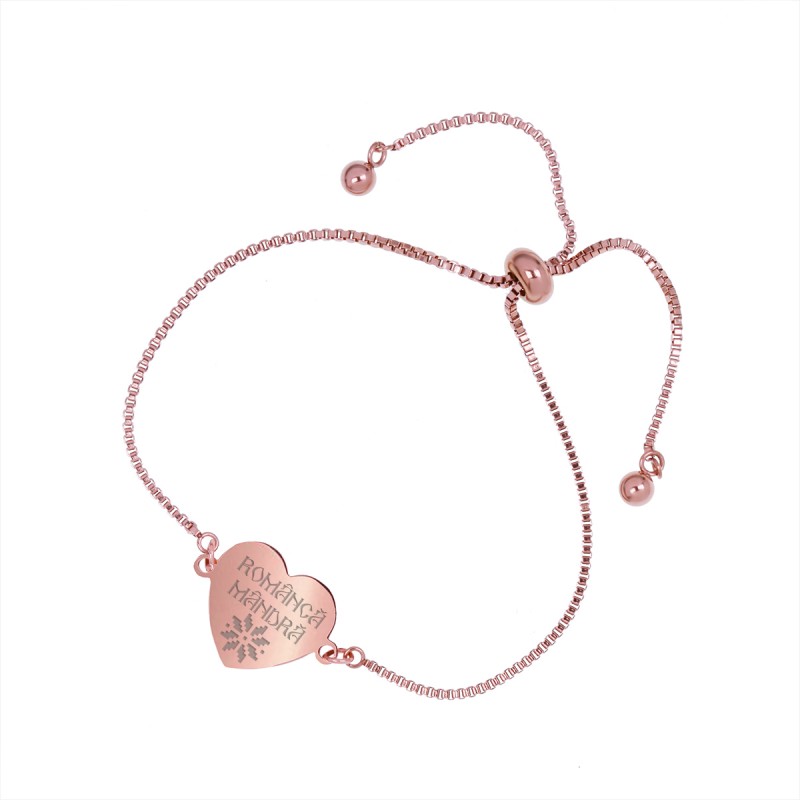 Bratara Gravata Rose Gold din Inox Inima Romanca Mandra