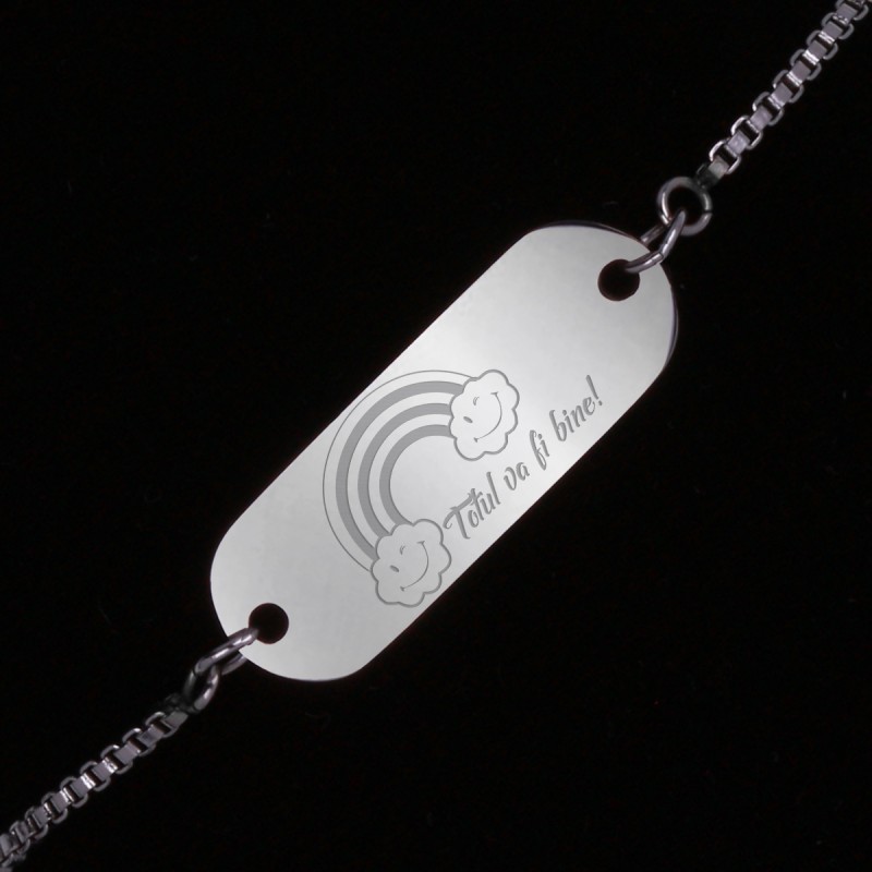 Bratara Gravata Argintie din Inox Oval Totul Va Fi Bine