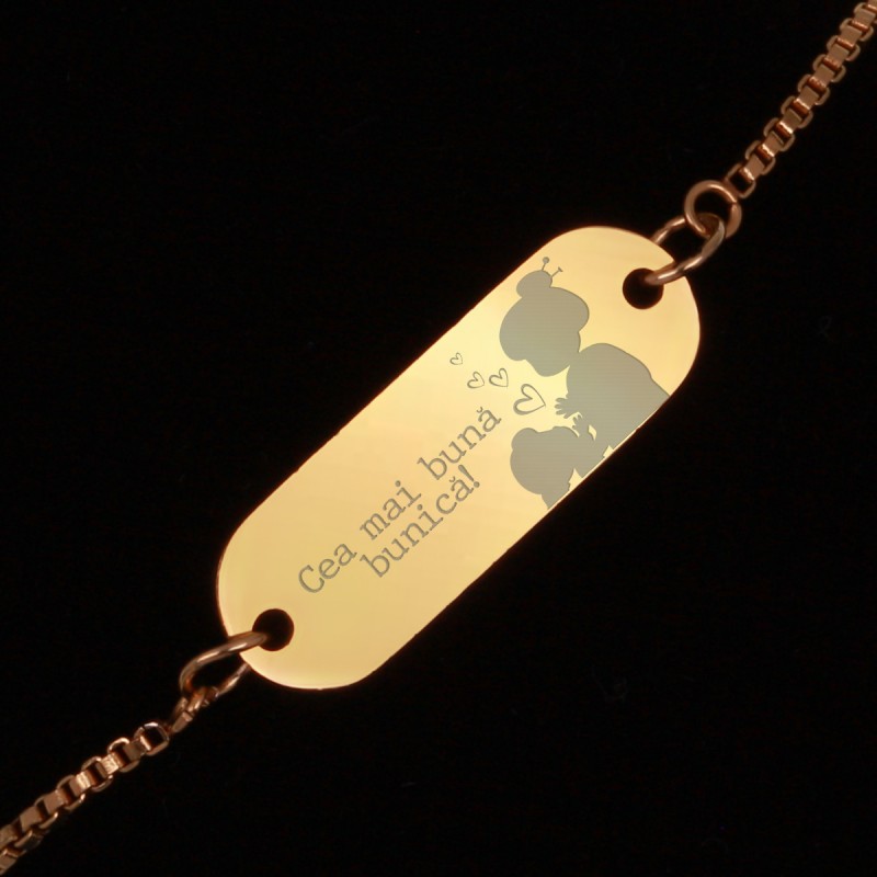 Bratara Gravata Aurie din Inox Oval Cea mai buna Bunica