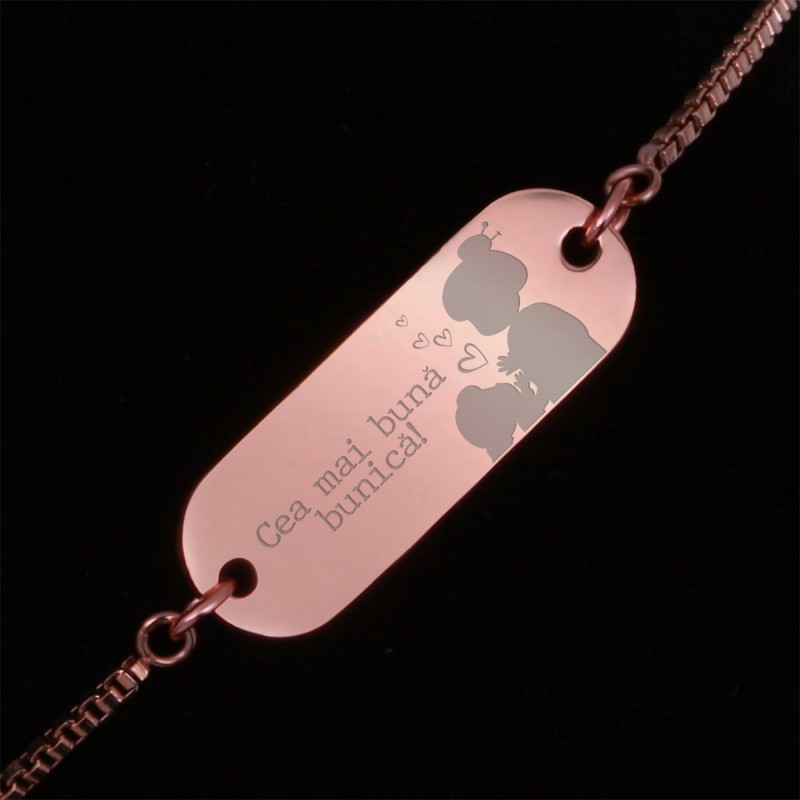 Bratara Gravata Rose Gold din Inox Oval Cea mai buna Bunica