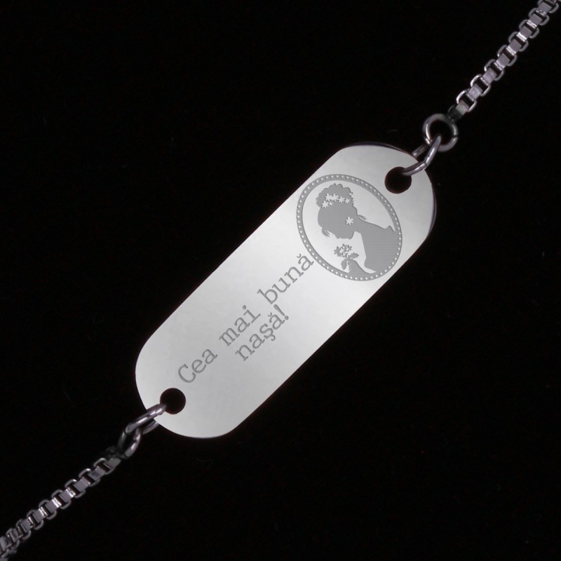 Bratara Gravata Argintie din Inox Oval Cea mai buna Nasa