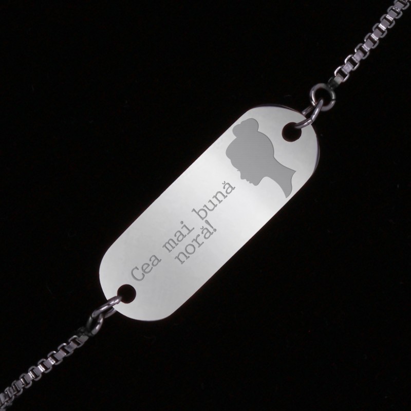 Bratara Gravata Argintie din Inox Oval Cea mai buna Nora