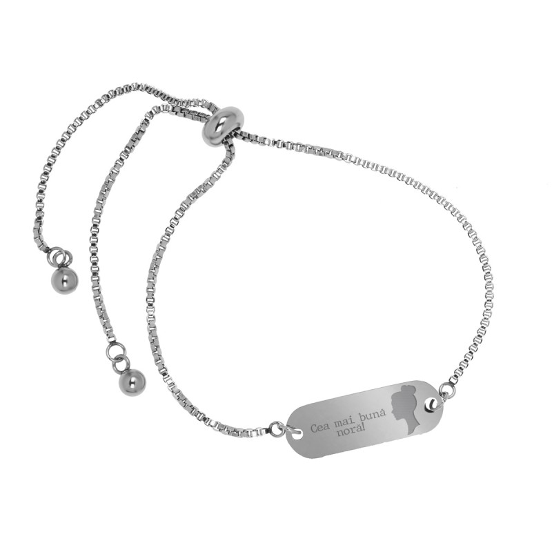Bratara Gravata Argintie din Inox Oval Cea mai buna Nora