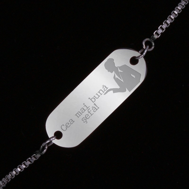 Bratara Gravata Argintie din Inox Oval Cea mai buna Sefa