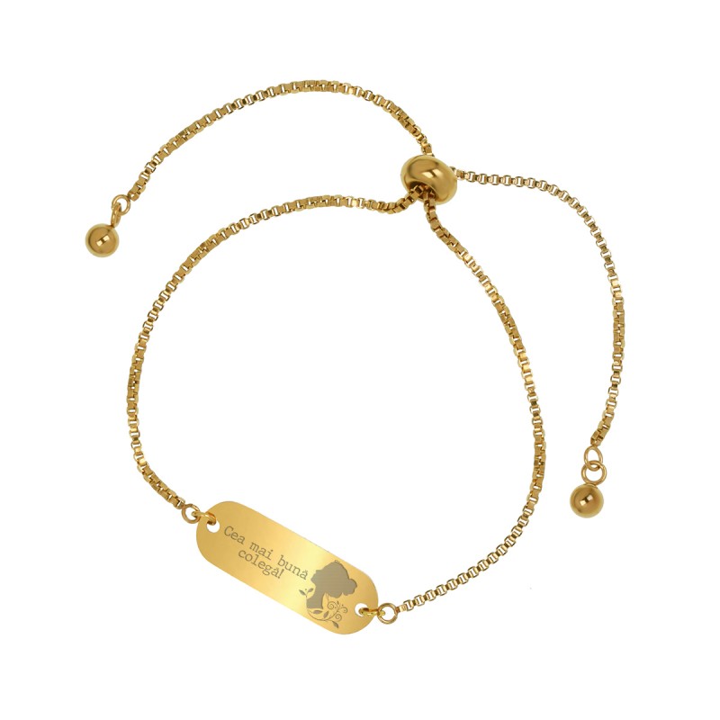 Bratara Gravata Aurie din Inox Oval Cea mai buna Colega