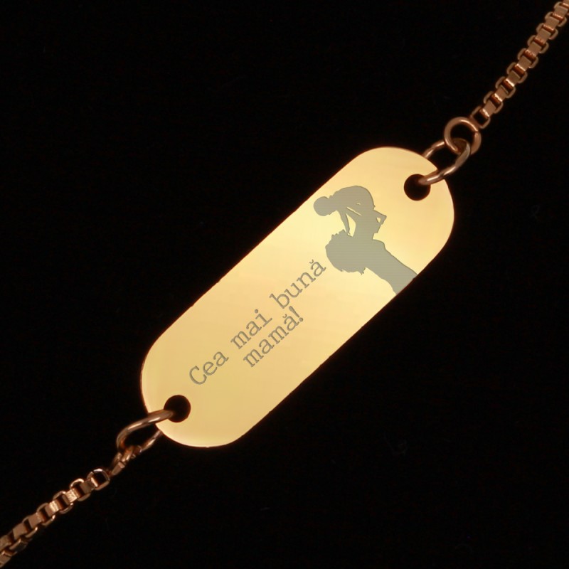 Bratara Gravata Aurie din Inox Oval Cea mai buna Mama