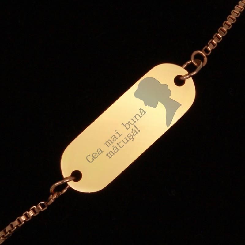 Bratara Gravata Aurie din Inox Oval Cea mai buna Matusa