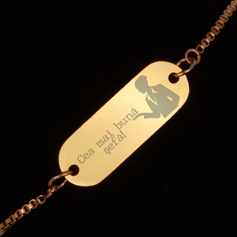 Bratara Gravata Aurie din Inox Oval Cea mai buna Sefa