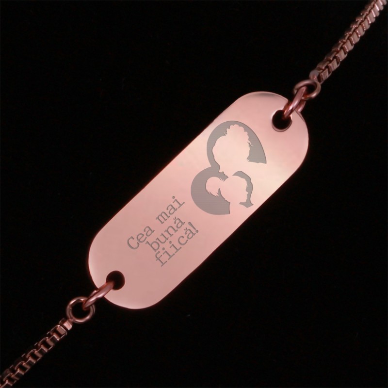Bratara Gravata Rose Gold din Inox Oval Cea mai buna Fiica